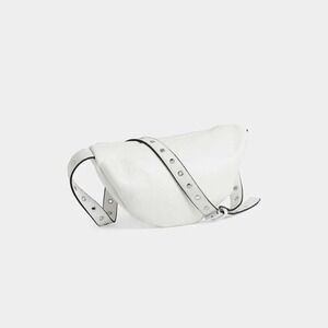 Coco + Carmen White Pebbled Vegan Leather Belt Bag Grommet Strap Fanny Pack